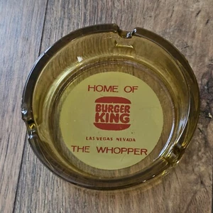 Vtg Burger King Amber Glass  Ashtray Home Of The Whopper Las Vegas Nevada - Picture 1 of 6