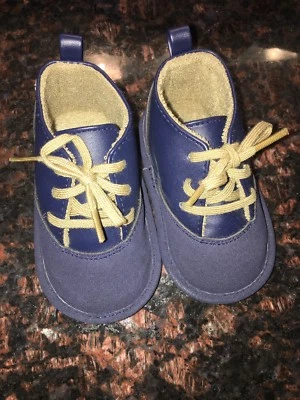 Baby Boys Size 3 Gymboree Navy Blue  Crib Shoe - Image 1 of 4