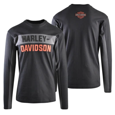 Harley-Davidson Men's T-Shirt Black Copperblock Letter Long Sleeve T-Shirt (S24) - Image 1 of 4