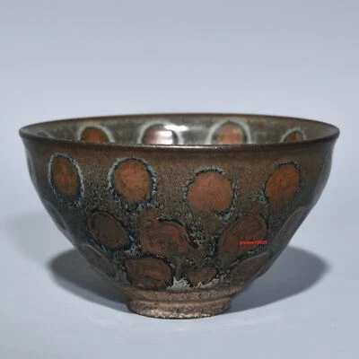 4.8" Antiguo Vintage Canción Dinastía Jian Horno Porcelana Fambe Marrón Esmalte Moteado Taza Foto 1 de 4