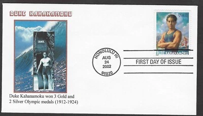 #3660 37c Duke Kahanamoku -"Father of Surfing"  Ginsburg FDC - Image 1 of 2