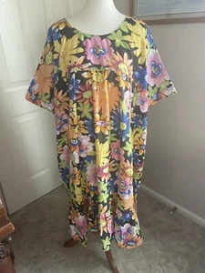 Metropolitan Women’s 3X Muumuu Mumu Midi Dress Daisies Floral Flowers Cotton NEW - Picture 1 of 5