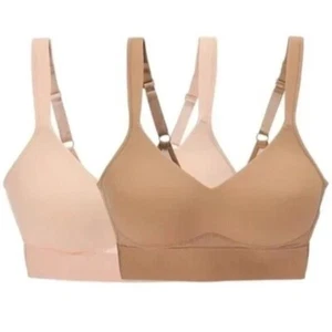 Rhonda Shear 2 Pack Molded Cup Bra with Wrap Back Size Medium Pink Beige 593.18 - Picture 1 of 11