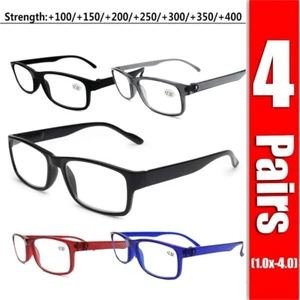 4 pares de gafas de lectura rectangulares para negocios lector de metal +1,0 1,5 2,0 2,5 3,0 3,5 - Imagen 1 de 15
