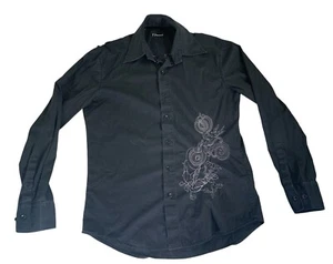 7 Diamonds Shirt Mens Small Black Button Down Y2K Gothic Punk Grunge - Picture 1 of 6