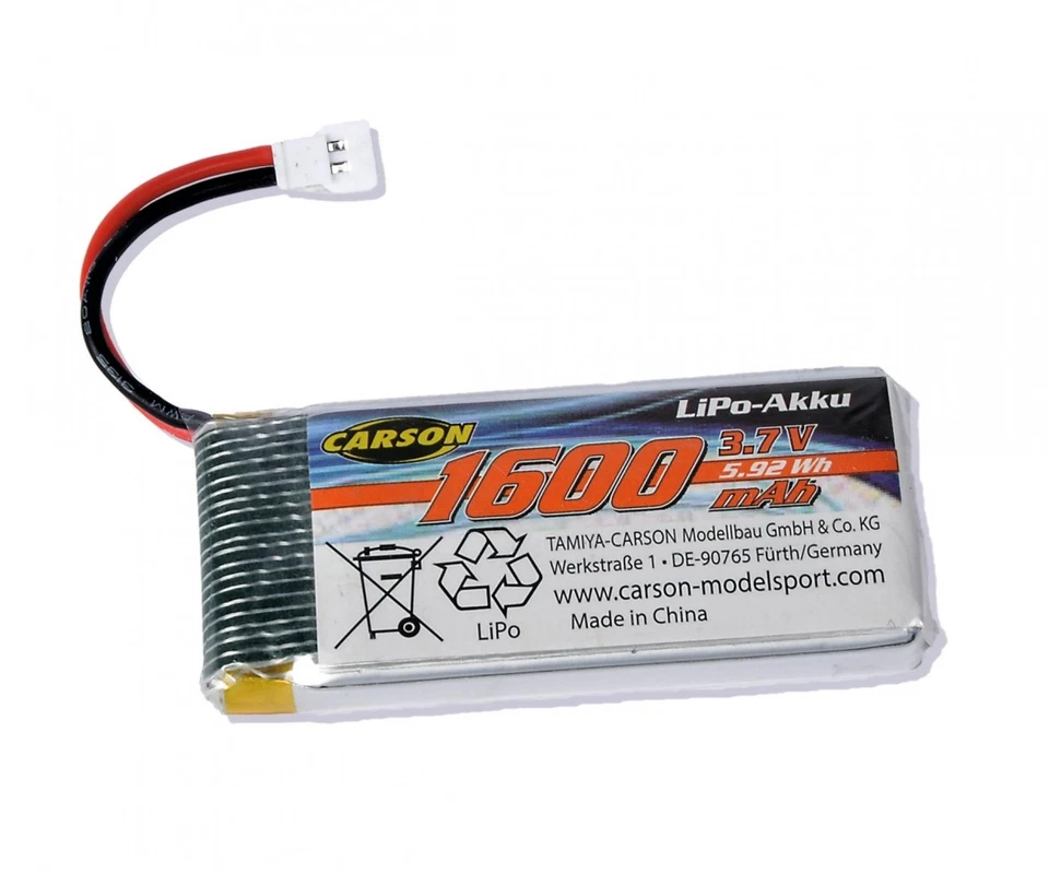Carson 3,7V/1600mAh LiPO Akku  #500608243 Drohnen Dragon 275 330 Molex Stecker - Bild 1 von 1