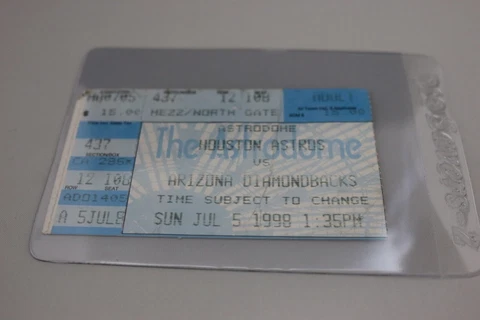 TICKET - Houston Astros vs Diamondbacks Astrodome July 5 1998 Seat 108 Biggio HR Cover