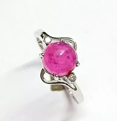 Lovely Round Pink Ruby Gemstone 925 Sterling Silver Handmade Ring Christmas Gift - Image 1 of 4