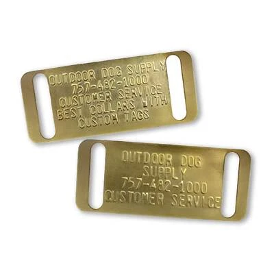 OUTDOOR DOG SUPPLY Custom Brass Slide-On Dog Collar Tag Name Plates for 1" Collars