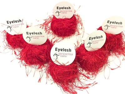 6 Lashy Balls Factory Packed EYELASH from TrendSetter Yarns ITALY #8 Red - Image 1 of 4