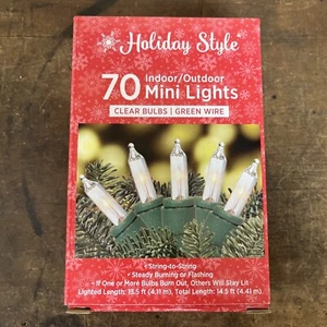 NEW HOLIDAY STYLE (70) INDOOR: OUTDOOR: MINI LIGHTS: CLEAR BULBS: 14.5" FT - Picture 1 of 5