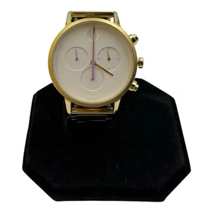 Movado Face Swiss Multi-Color Dial White Museum Concave Dot Gold Ion Plated Band - Bild 1 von 10