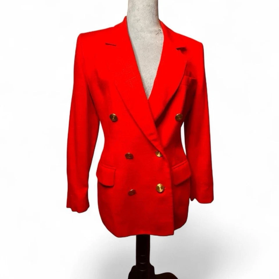 Blazer rojo vintage Saville Petites doble botonadura | Talla 6P Foto 1 de 4