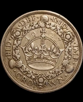 1927 King George 1 Crown. Wreath Coin. Silver - Image 1 of 2