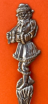 CUCHARA RECUERDO FIGURA SANTA CLAUS NAVIDAD PLATA ESTERLINA Foto 1 de 4