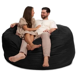 Ultimate Sack 6ft Bean Bag Chair, Oversized Indoor Comfy Lounger, Black Suede - Picture 1 of 6