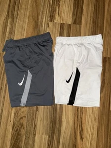 Nike Boys Small S 8 Basketball Shorts Lot Of 2 Dri-fit EUC Gray White - Picture 1 of 6