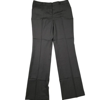 Bogari Dress Pants Women 10 Gray Brown Pinstripe Silk Pants Trousers Career - Image 1 of 4