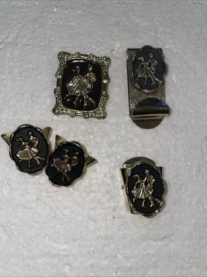 VINTAGE~Colar Tips~SCARF LOOP~MONEY CLIP~TIE SLIDE WESTERN WEAR~square Dancers - Image 1 of 2