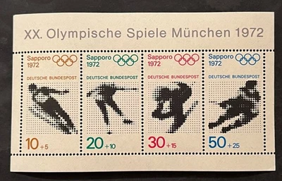 Sellos de viaje: hoja de recuerdo de Alemania 1971 #B475a - 72 Sapporo - Juegos Olímpicos MNH OG Foto 1 de 4