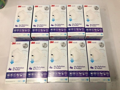 LOT OF 10 - 3M N95 Air Pollution and Pollen Respirator Mask, 29211 - 2 Pack each - Image 1 of 3