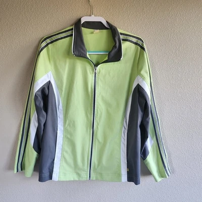 Made For Life Women's Lightweight Jacket Zip Up Sz XL Green With Gray/white - Image 1 of 4