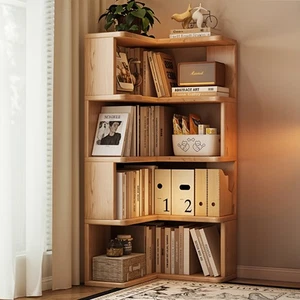 4 Tier Corner Shelf Stand Wooden Bookcase Bookshelf Plant Display Storage Rack - Picture 1 of 12