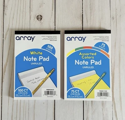 100Ct Note Pad 4x6 Inch White & 75Ct Note Pad 4x6 Inch Assorted Colors (Unruled) - Image 1 of 3