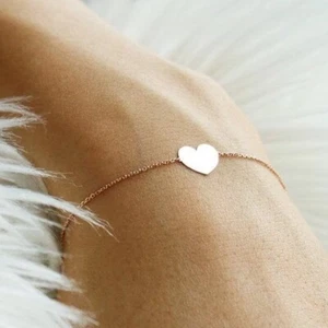 14K Real Gold White Rose Cable Heart Friendship Bolo Bracelet 9.25" Adjustable - Picture 1 of 17
