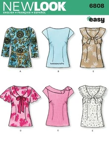 NEW LOOK 6808 MISSES' TOPS Easy Sewing Pattern 6 Designs Sizes 8 - 18 - Picture 1 of 9