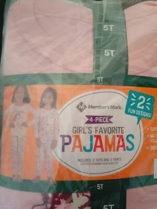 Member's Mark Youth Girls 4-Piece Favorite Unicorns Pajamas Size 5T NWT - Picture 1 of 4