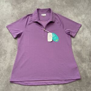 NWT Womens Greg Norman Play Dry Polo Shirt Size L Lilac Purple Golf Performance 