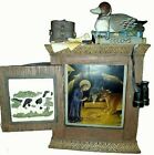 Vintage Chimney W/Door  Photo Frame With Dog And Decoy Duck 8"Hx5"W
