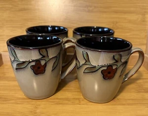 4 Mikasa Desert Bloom Briar Rose Coffee Tea Cups Mugs Gourmet Basics Floral - Picture 1 of 8