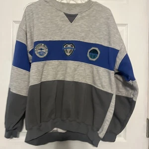 Vintage Men’s Large Anchor Blue Sweater Sweatshirt Gray Blue Pullover - Picture 1 of 6