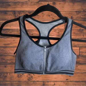 XOXO Zip Front Grey & Black Sports Bra XS - Picture 1 of 5
