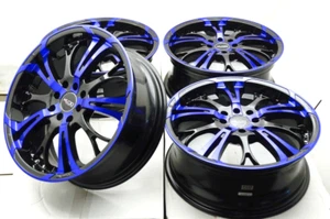 17" Wheels Rims Black Blue Fit Honda Civic Accord Hyundai Accent Elantra Lancer - Picture 1 of 8