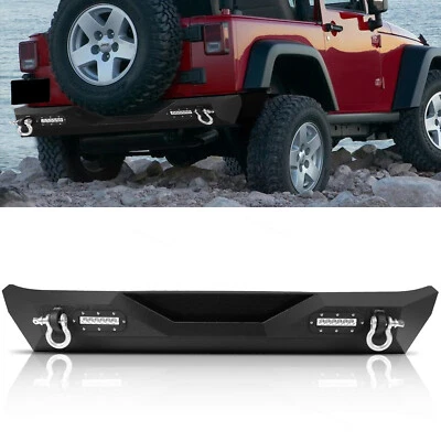 Fits 2007-2017 2018 Jeep Wrangler JK Unlimited W/ Led Lights Black Rear Bumper Foto 1 de 4