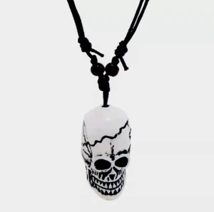 Collar Colgante Calavera Cráneo Humano Halloween Disfraz Gótico Blanco Stock EE. UU. - Imagen 1 de 5