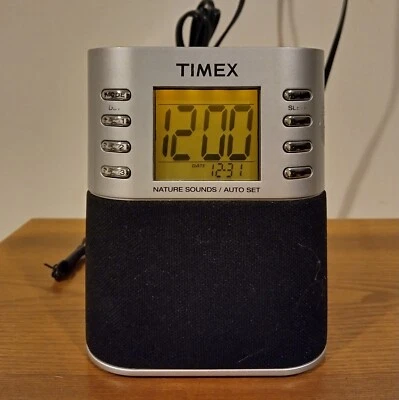 Timex T308S LCD Digital Clock AM/FM Radio w/Auto Set & Nature Sounds Works Fine - Image 1 of 4