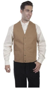 Scully Western Vest Mens Western Lined Button Cotton Canvas- RW041 BROWN MEDIUM - Picture 1 of 3