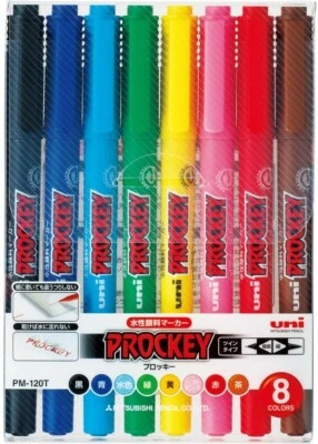 Juego de rotuladores de punta extrafina y fina Mitsubishi Uni PROCKEY 8 colores PM120T8CN Foto 1 de 2