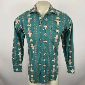 Vtg Panhandle Slim Shirt Pearl Snap Southwestern AOP Western Cowboy Mens Medium - Picture 1 of 16