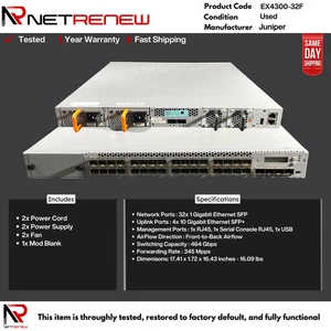 Commutateur 32 ports Juniper EX4300-32F-TAA ** EX4300-32-F ** - Photo 1/1