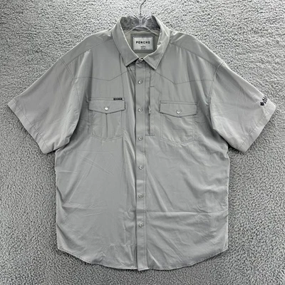 Poncho Shirt Mens Large L Regular Fit Hiking Pearl Snap Fishing Vented Shirt - Image 1 of 4