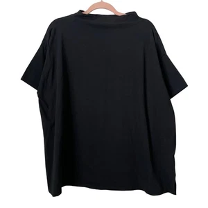 Eileen Fisher Top Womens 2X Black Mock Neck Boxy Cotton Minimalist Lagenlook - Picture 1 of 11