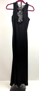 Alexander McQueen Sleeveless Black Satin Maxi Gown Sz 38/2 - Mesh Neckline/Back - Picture 1 of 8