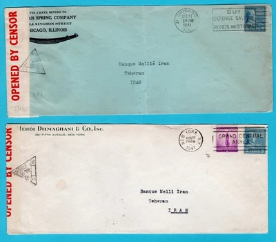 USA 2 censored cover 1941 Chicago, New York with Bombay India censors - Image 1 of 2