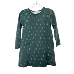 Hanna Andersson Green Candy Cane A-Line Dress Girl's Size 5 - Picture 1 of 5