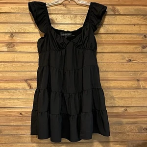 Endless Rose Women’s Tiered Lined Sleeveless Mini Dress Size L Ruffled Black - Picture 1 of 6